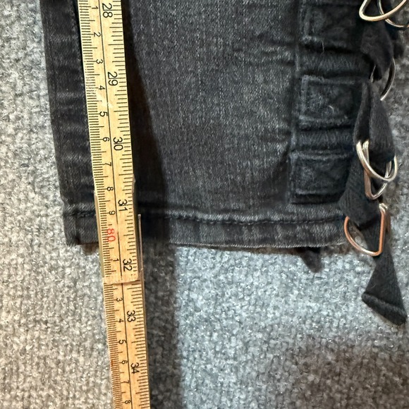 Hot Topic Jeans Womens 7 Black Punk Vtg Goth Y2K Chain Grunge Rings Grommet - Picture 6 of 12